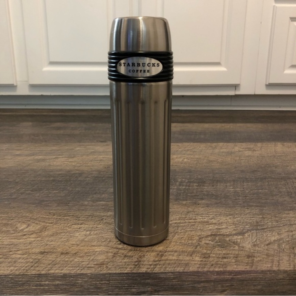 STARBUCKS 2004 Stainless Steel Thermos Travel Groovy Slim 16 oz